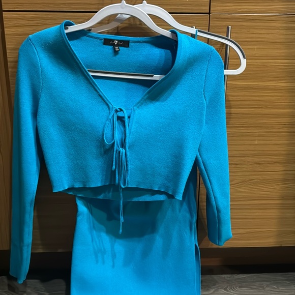 XS 7 for all mankind blue 2 piece sweater set - Picture 1 of 5
